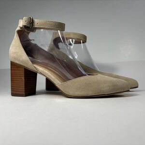 SOLUDOS Gemma Pump Block Heel Shoes, Women's Size 9.5 M, Sand Suede Boho